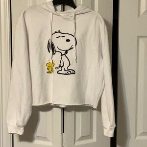Snoopy White Hoodie with Yellow Accent